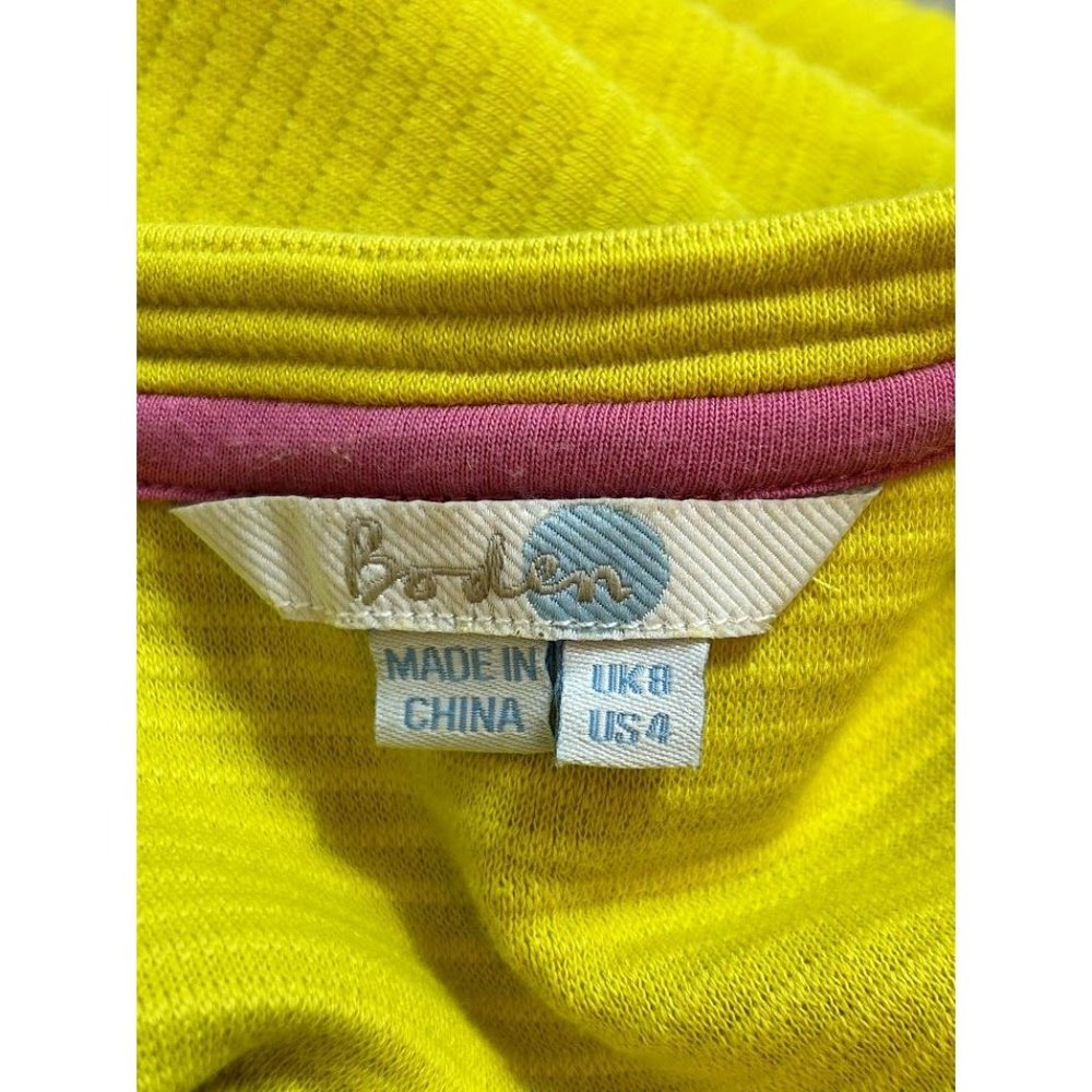 Boden Yellow 3/4 Sleeve Zip Back Zip‎ Pockets Size 4 Top - Picture 5 of 6